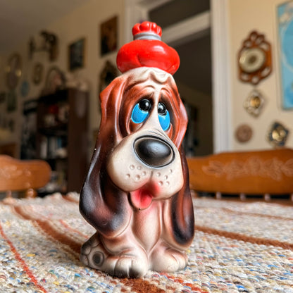 Vintage 1970s Sick Puppy Basset Hound Ceramic Figurine