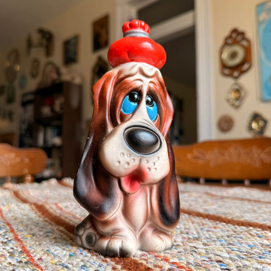 Vintage 1970s Sick Puppy Basset Hound Ceramic Figurine