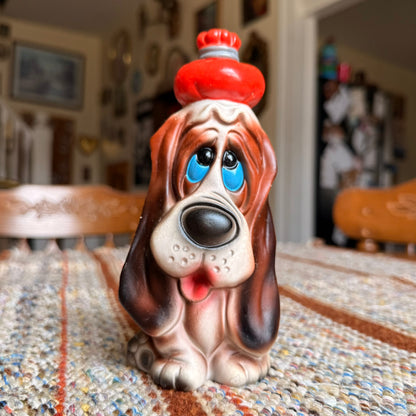 Vintage 1970s Sick Puppy Basset Hound Ceramic Figurine