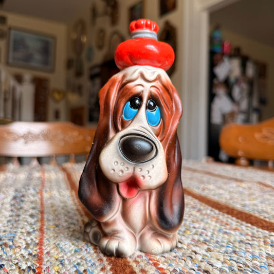 Vintage 1970s Sick Puppy Basset Hound Ceramic Figurine