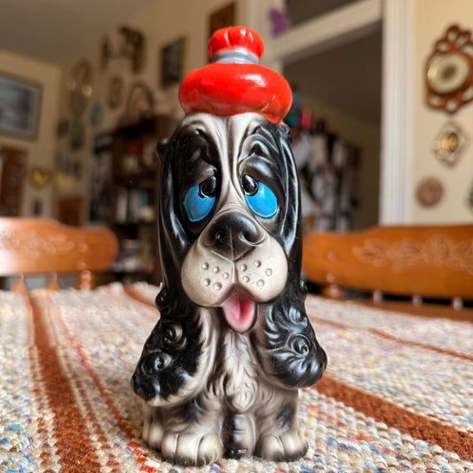 Vintage 1970s Sick  Cocker Spaniel Hound Ceramic Figurine
