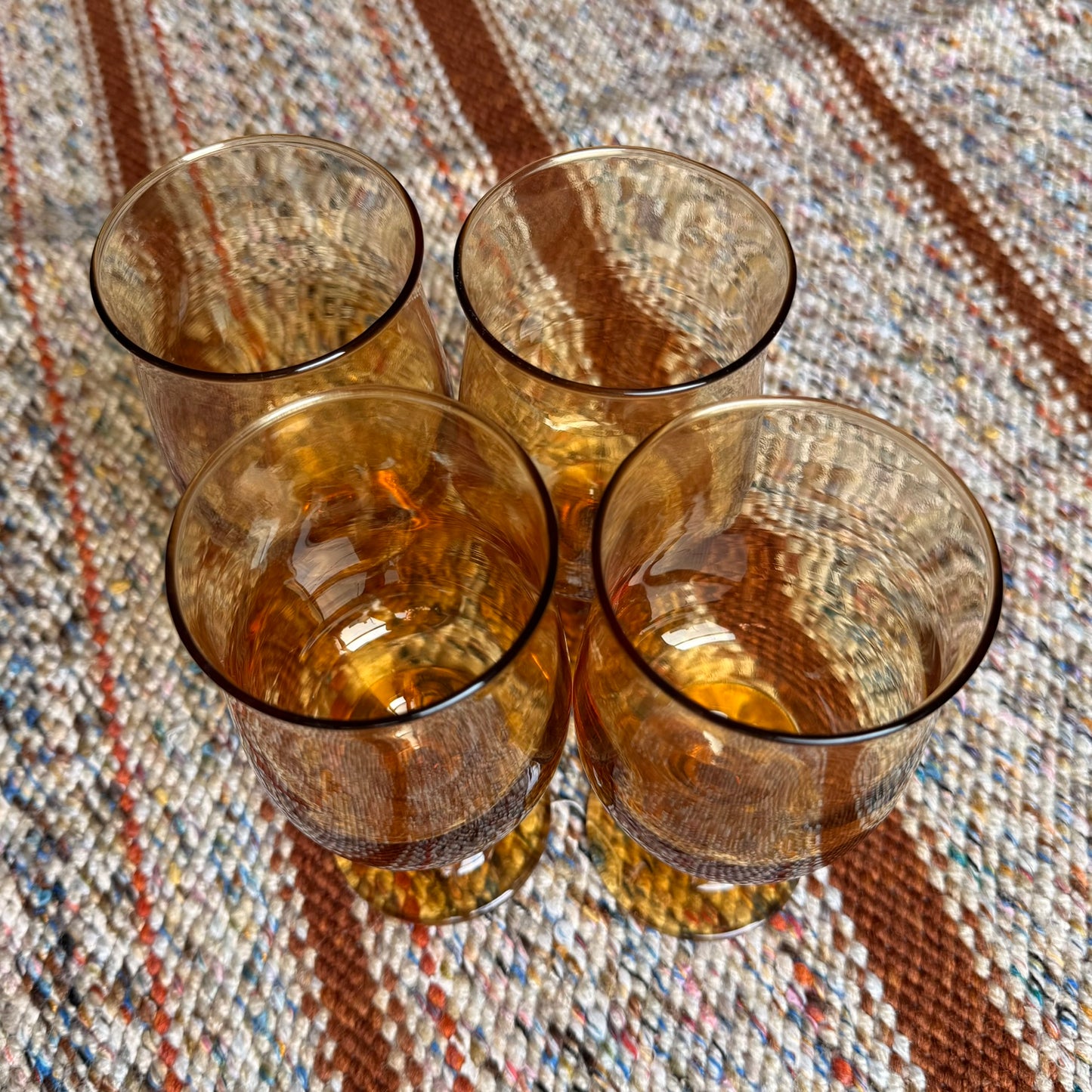Set of 4 Amber Mid Century Modern Connoisseur Tawny Wine Goblets by Libby