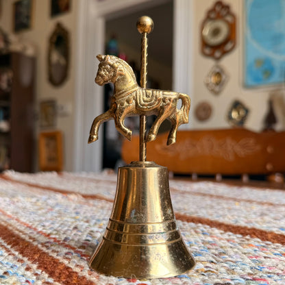 Vintage / Antique Solid Brass Carousel Horse Hand Bell