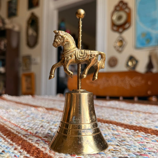 Vintage / Antique Solid Brass Carousel Horse Hand Bell