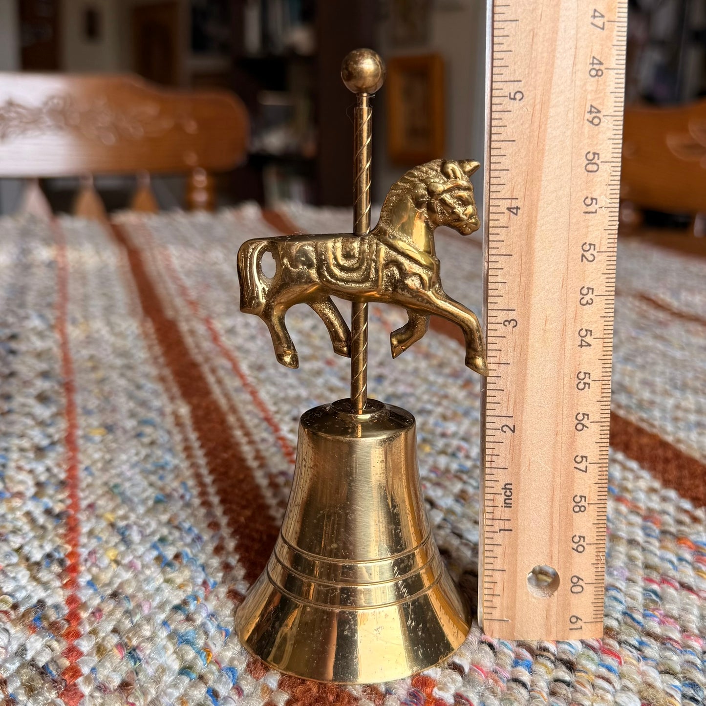 Vintage / Antique Solid Brass Carousel Horse Hand Bell