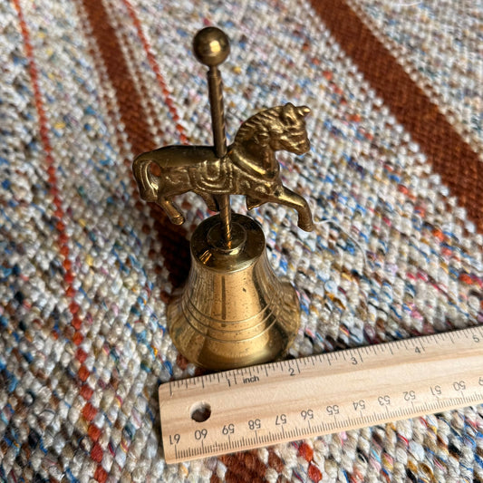 Vintage / Antique Solid Brass Carousel Horse Hand Bell