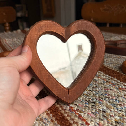 ONE Vintage Wooden Heart Mirror - Randomized Frame Color