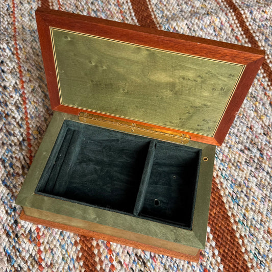 Vintage San Francisco Music Box Company Inlaid Wood Jewelry - Box Made in Italy