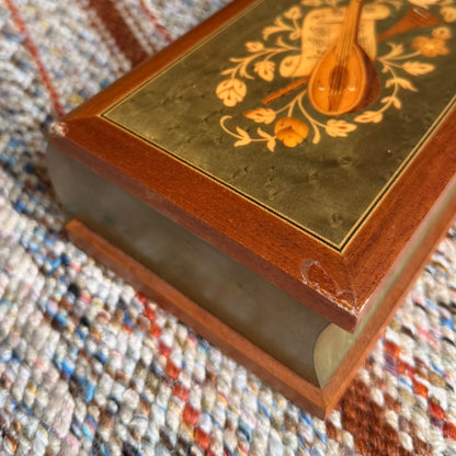 Vintage San Francisco Music Box Company Inlaid Wood Jewelry - Box Made in Italy