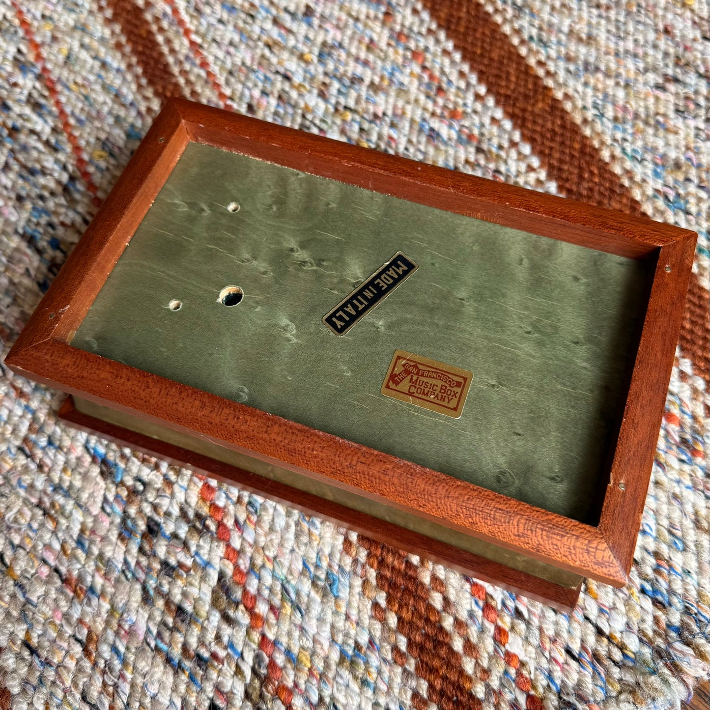 Vintage San Francisco Music Box Company Inlaid Wood Jewelry - Box Made in Italy