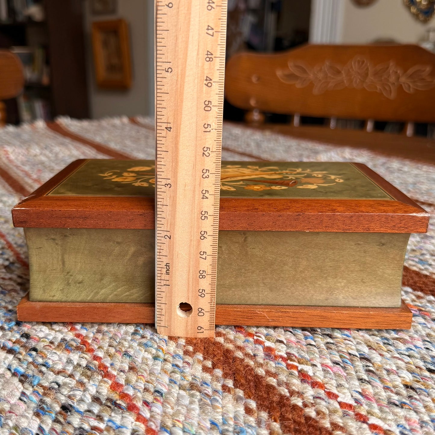 Vintage San Francisco Music Box Company Inlaid Wood Jewelry - Box Made in Italy