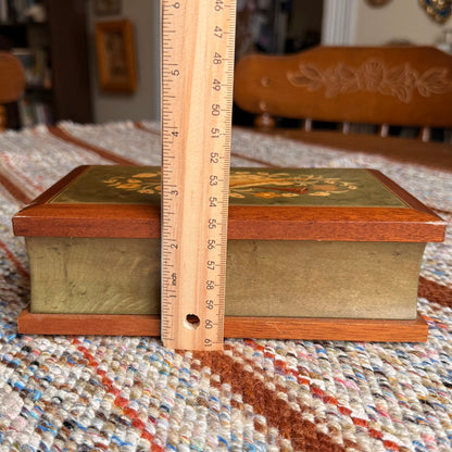 Vintage San Francisco Music Box Company Inlaid Wood Jewelry - Box Made in Italy