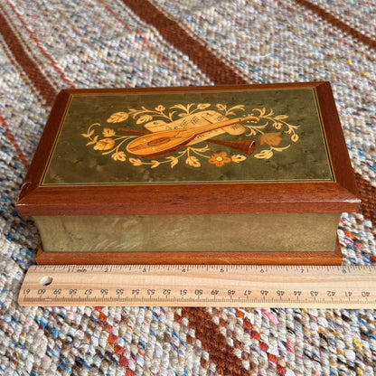 Vintage San Francisco Music Box Company Inlaid Wood Jewelry - Box Made in Italy
