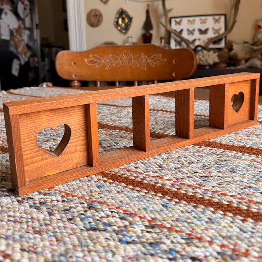 Small Vintage Farmhouse Wooden Heart Curio Shelf Wall Hanging