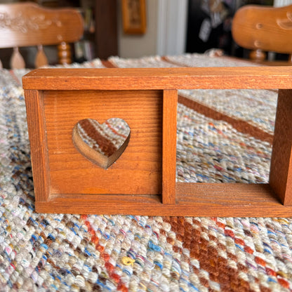 Small Vintage Farmhouse Wooden Heart Curio Shelf Wall Hanging