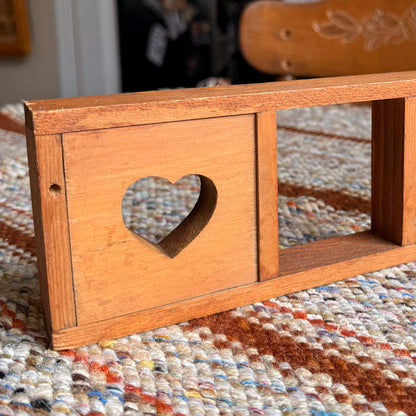 Small Vintage Farmhouse Wooden Heart Curio Shelf Wall Hanging