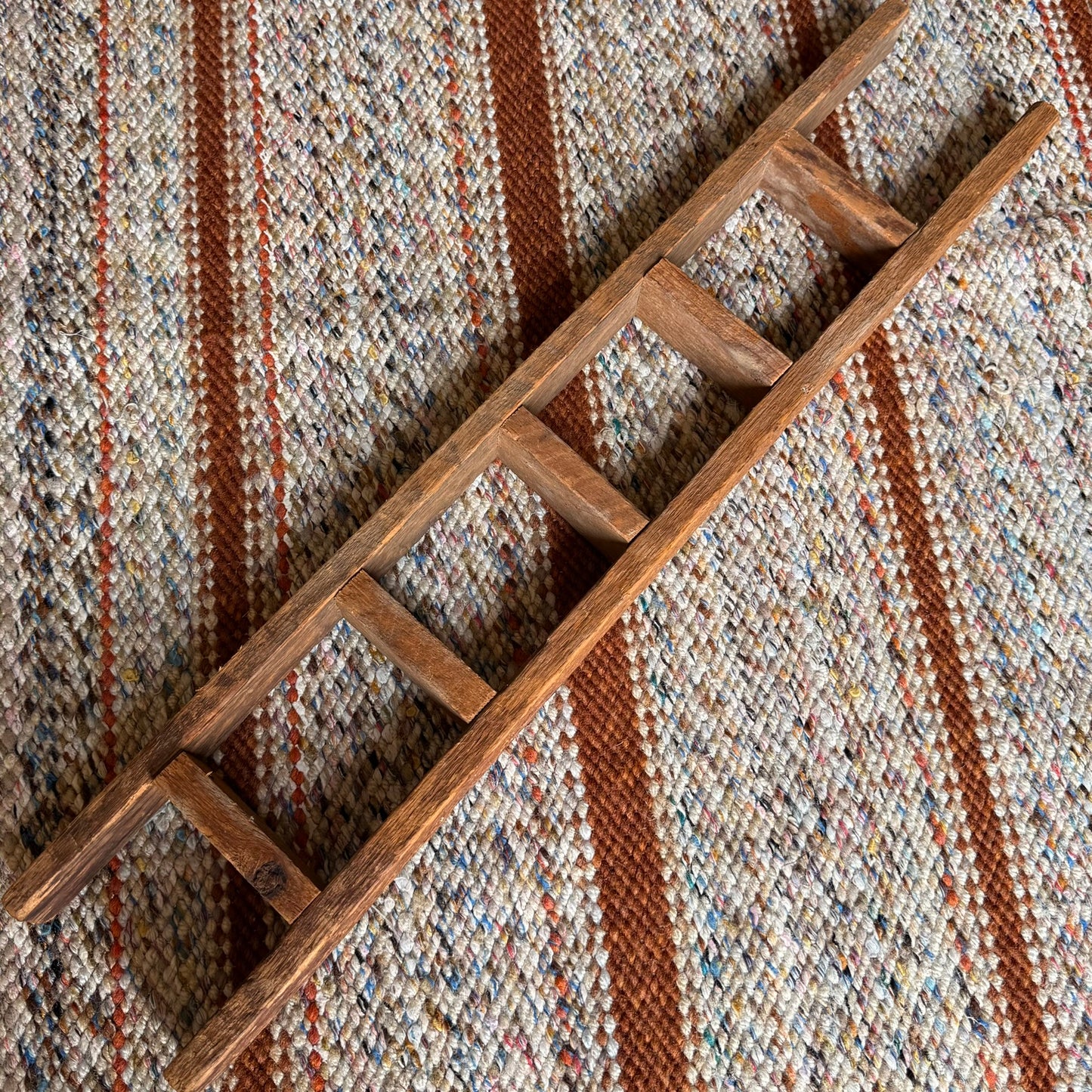 Vintage Rustic Wooden Farmhouse Ladder Curio Shelf Wall Hanging