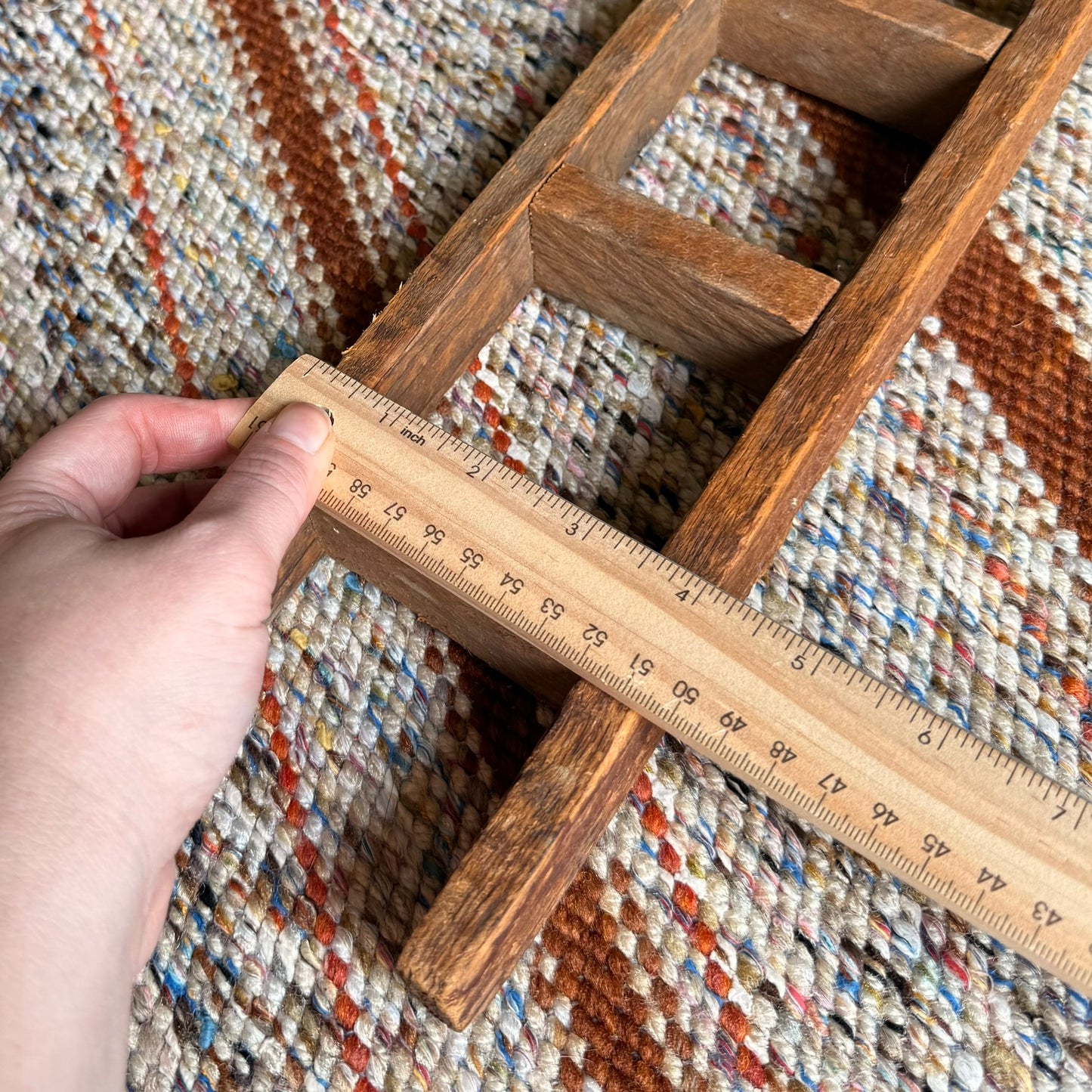 Vintage Rustic Wooden Farmhouse Ladder Curio Shelf Wall Hanging