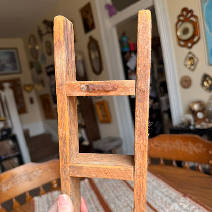 Vintage Rustic Wooden Farmhouse Ladder Curio Shelf Wall Hanging