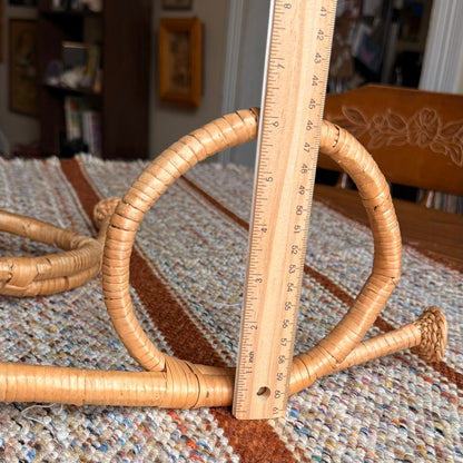 ONE - Vintage 1980s Wicker / Rattan French Horn Shaped Basket