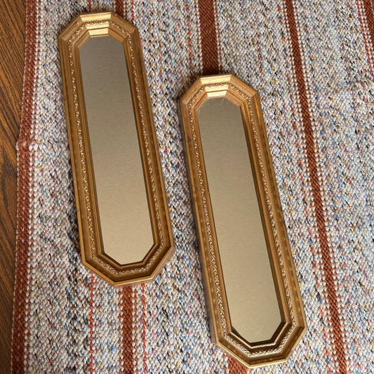 Pair of Vintage Home Interiors Hollywood Regency Ornate Octagonal Gold Wall Mirrors