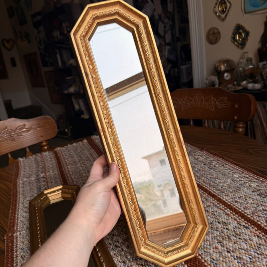 Pair of Vintage Home Interiors Hollywood Regency Ornate Octagonal Gold Wall Mirrors