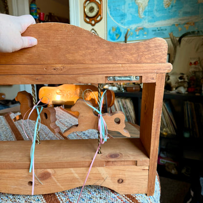Vintage Wooden Painted Carousel Horse Curio Shelf / Coat Hanger