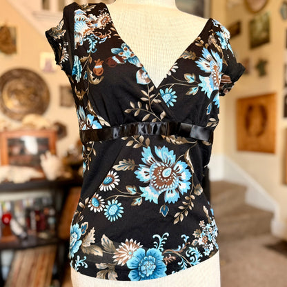 Vintage 90s / 2000s y2k Self Esteem Floral Baby Doll Top