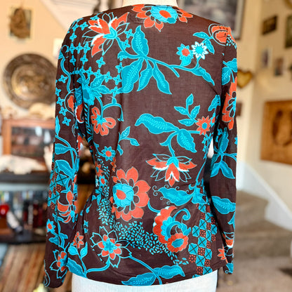 Vintage 90s / 2000s y2k Sheer Patterned Fresh Wear Wrap Top