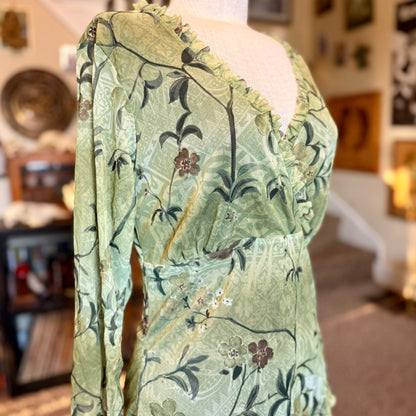 Vintage 90s / 2000s y2k Assoluto Ruffled Jungle Floral Fairy Baby Doll Top