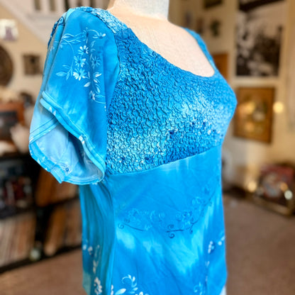 Vintage 90s / 2000s y2k Up Front Textured Fairy Whimsygoth Baby Doll Blouse