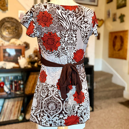 Vintage 90s / 2000s y2k Studio Y Mandala Patterned Baby Doll Top