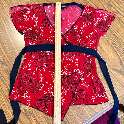 Vintage 90s / 2000s y2k A. Byer Patterned Asymmetrical Baby Doll Top