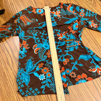 Vintage 90s / 2000s y2k Sheer Patterned Fresh Wear Wrap Top