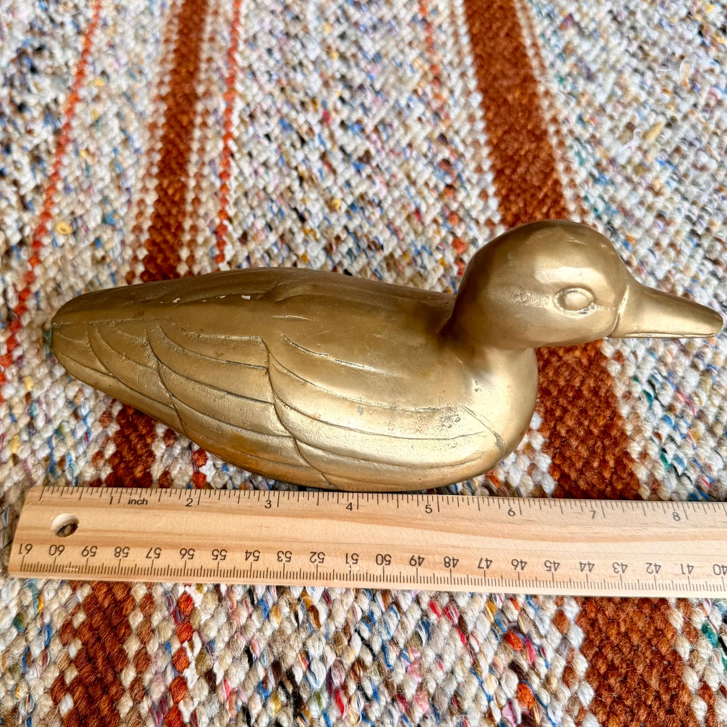Vintage Mid-Century Modern Farmhouse Cottage Style Brass Duck / Mallard / Goose Sculpture