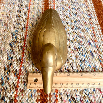Vintage Mid-Century Modern Farmhouse Cottage Style Brass Duck / Mallard / Goose Sculpture