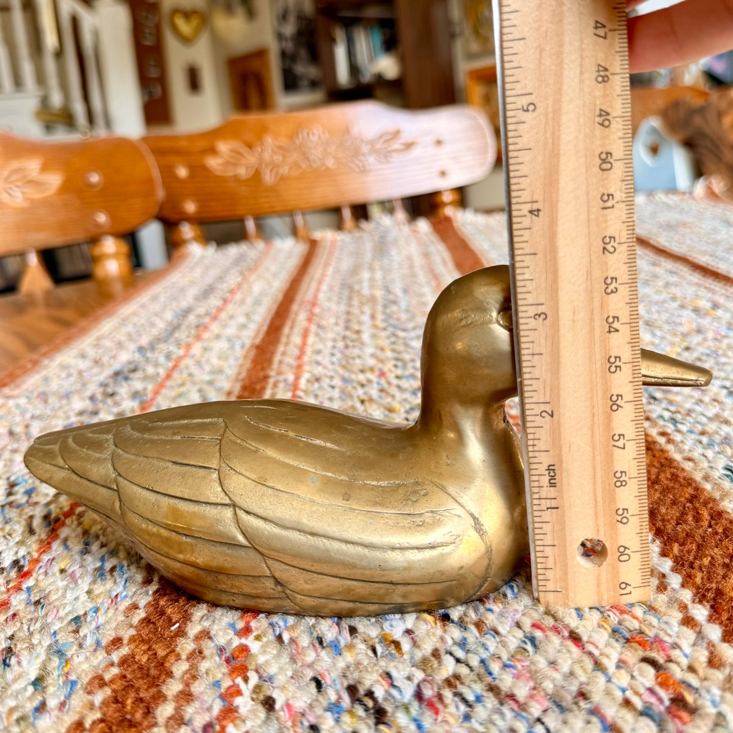 Vintage Mid-Century Modern Farmhouse Cottage Style Brass Duck / Mallard / Goose Sculpture