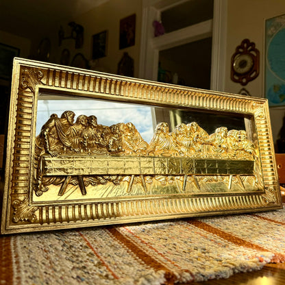 Vintage Mid-Century Modern The Last Supper - Ornate 3D Gold Mirror