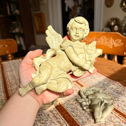 Vintage Mid-Century Modern Heavy Cherub Angel Wall Hanging 4 Piece Set