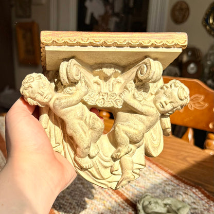 Vintage Mid-Century Modern Heavy Cherub Angel Wall Hanging 4 Piece Set