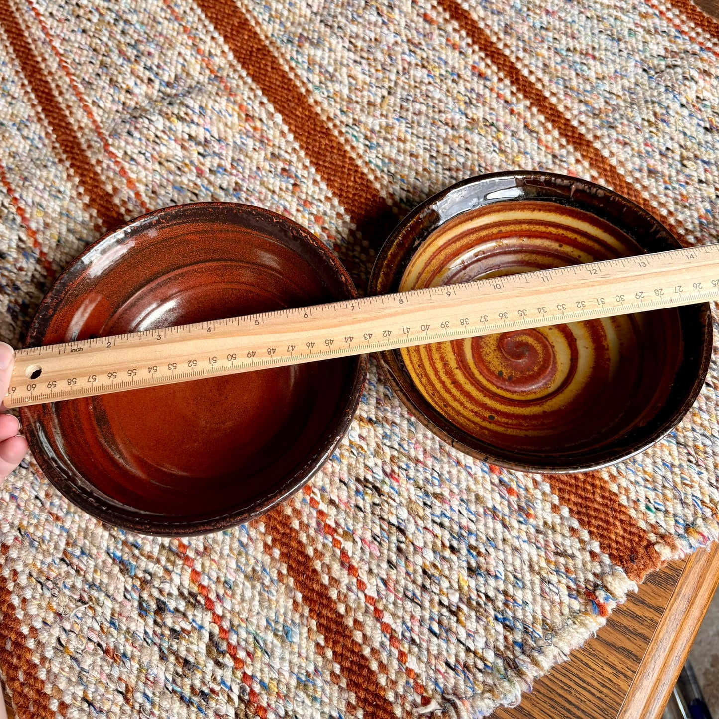Vintage Mid-Century Modern Style Hand Thrown Pottery Bowls - Set of 2
