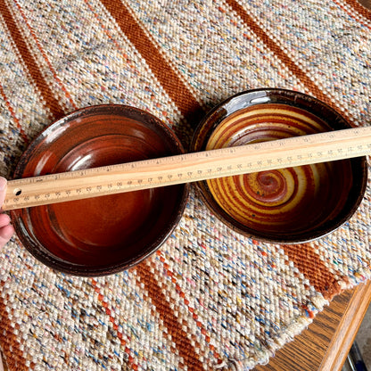 Vintage Mid-Century Modern Style Hand Thrown Pottery Bowls - Set of 2