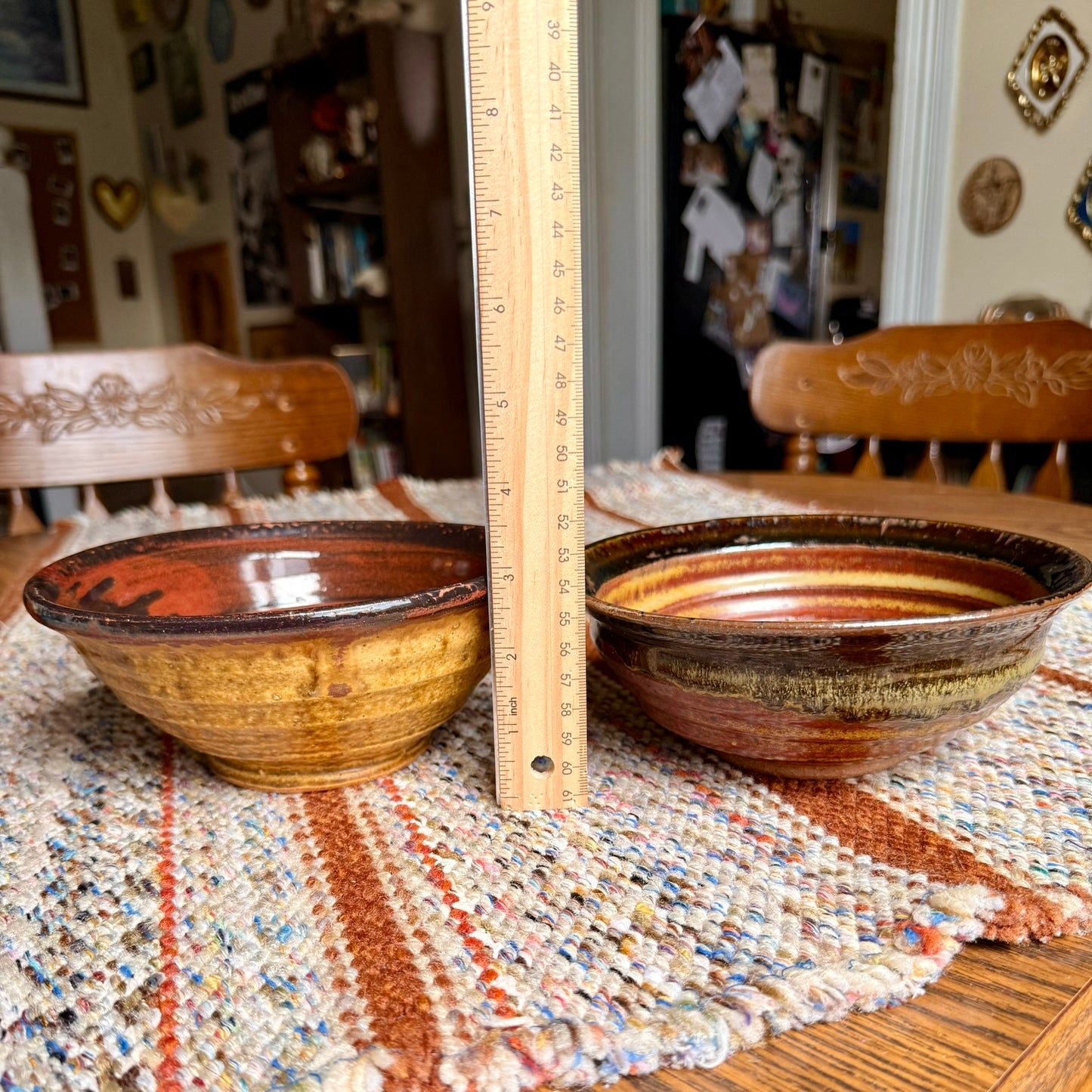 Vintage Mid-Century Modern Style Hand Thrown Pottery Bowls - Set of 2