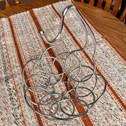 Vintage Silver Toned Metal Mid-Century Modern Fruit Basket with Banana Hanger