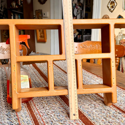 Vintage Amish Solid Blonde Wood Five Compartment Wall Shelf