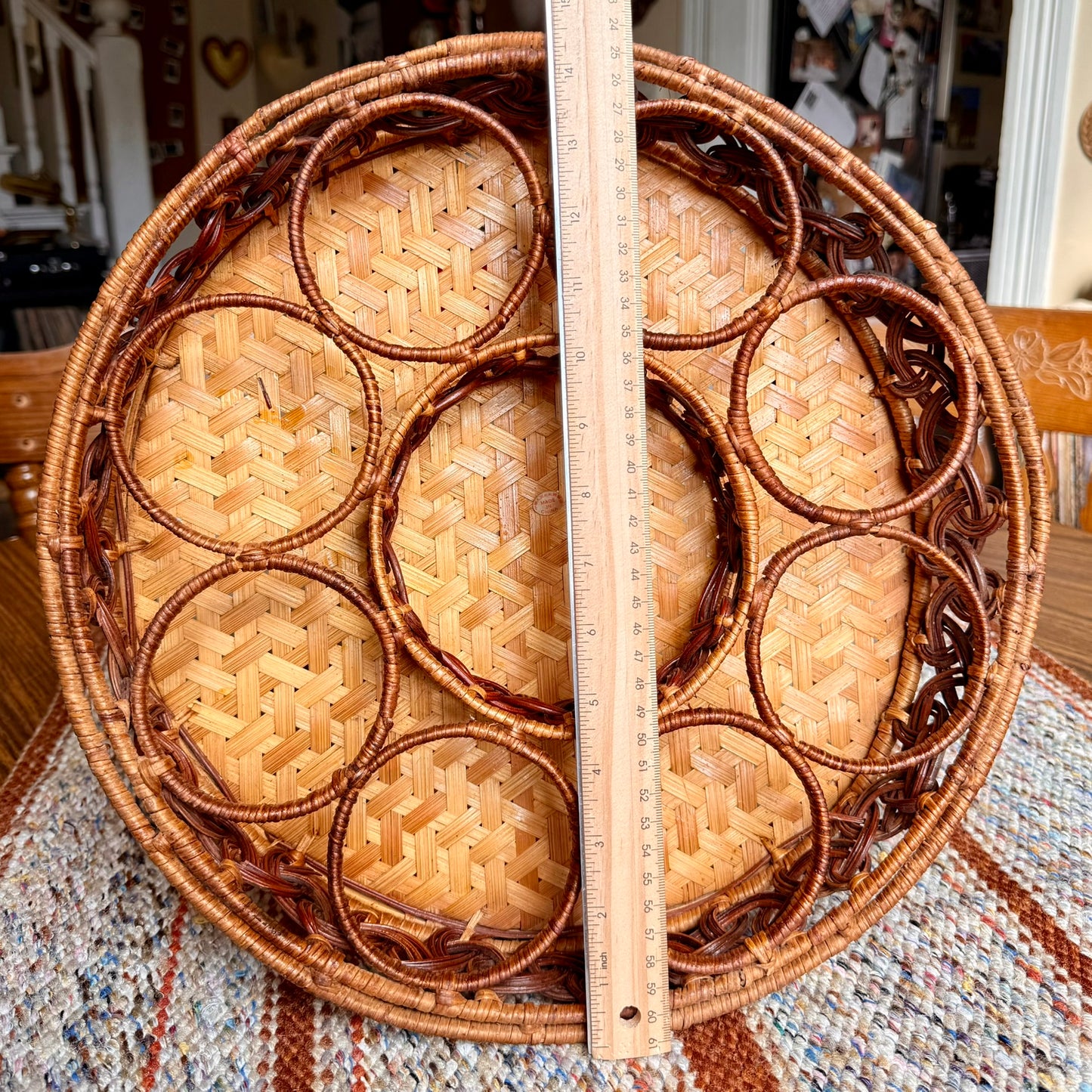 Vintage Wicker Rattan 8 Glass and One Pitcher Drink Server Basket