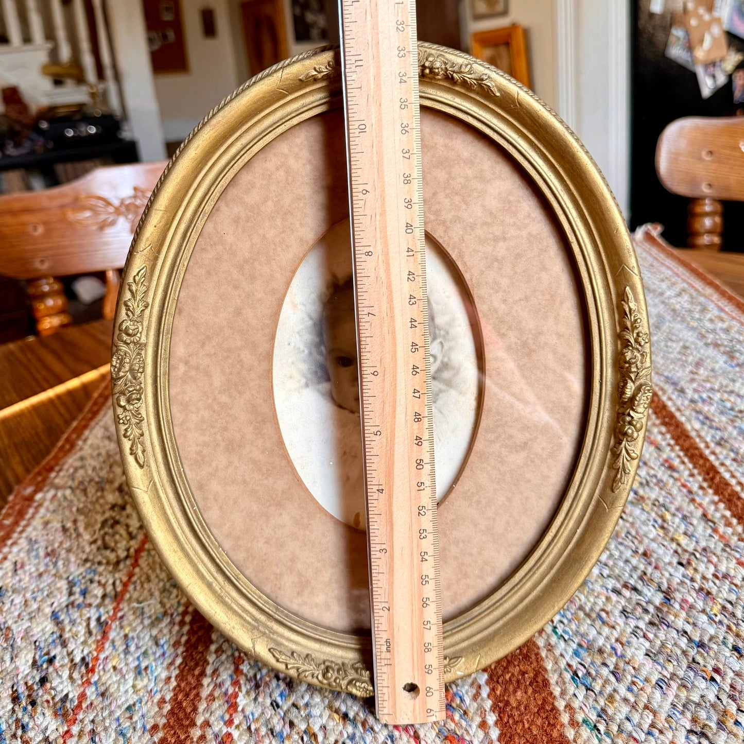 Antique Baby Photo in Antique Victorian Gold Gilt Ornate Oval Frame