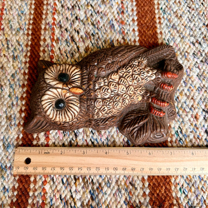 Set of 2 Vintage Mid-Century Modern 1970s Homco Home Interiors Owl Wall Hangings