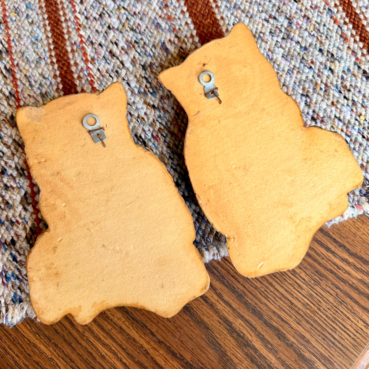 Set of 2 Vintage Mid-Century Modern 1970s Homco Home Interiors Owl Wall Hangings