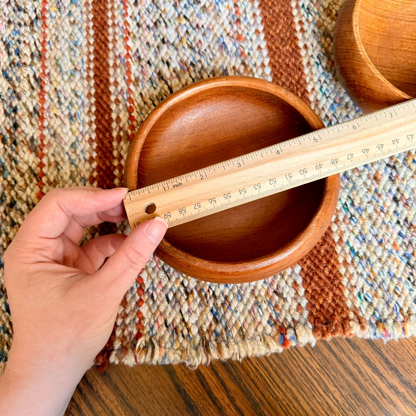 Set of 2 Vintage Mid-Century Modern Teakwood Salad Bowls - Solid Teakwood Catch All